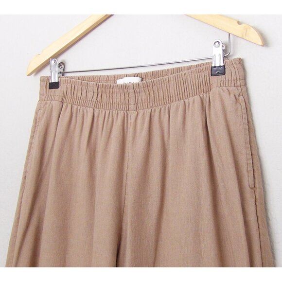 Abercrombie & Fitch Linen Cotton Wide Leg Crop Pull On Pants M Camel Tan Comfy - Picture 10 of 11